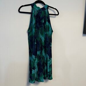 SHEIN Vibrant Green and Blue Halter Mini Dress